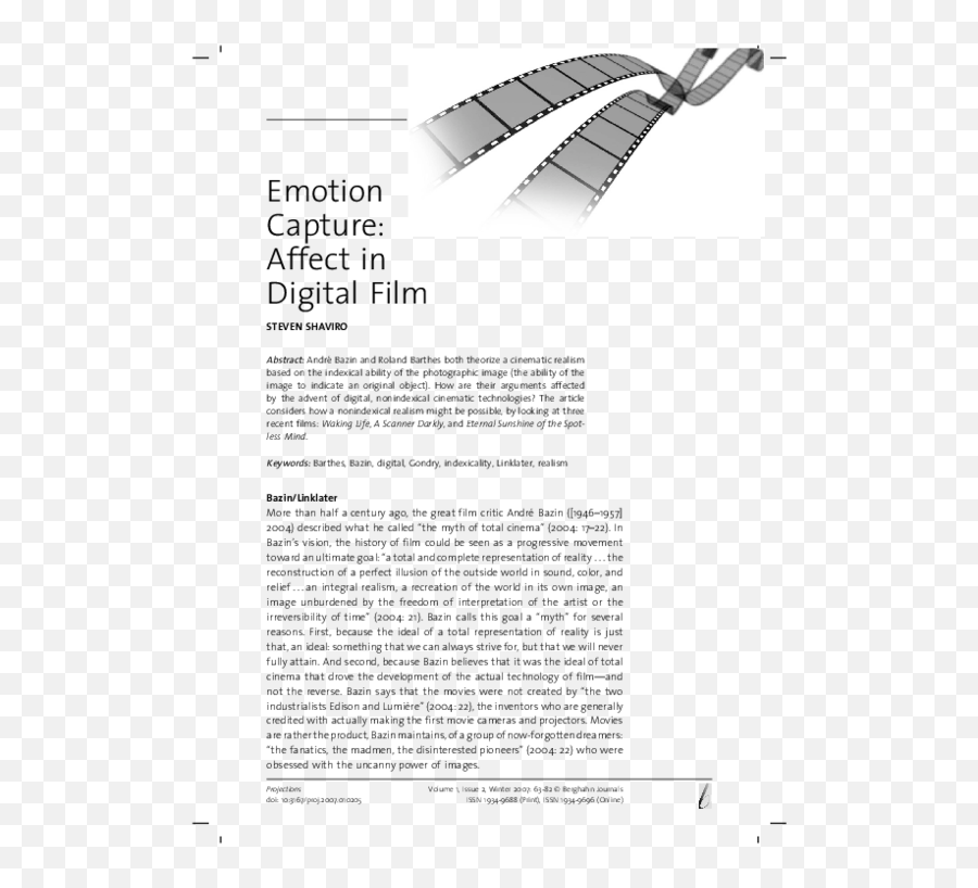 Affect In Digital Film - Document Emoji,Film Emotion From Justaposed Images