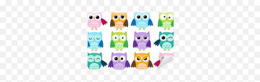 Set Of 12 Cartoon Owls With Various Emotions Wall Mural U2022 Pixers - We Live To Change Clipart Cartoon Owls Emoji,Girl With Different Emotions