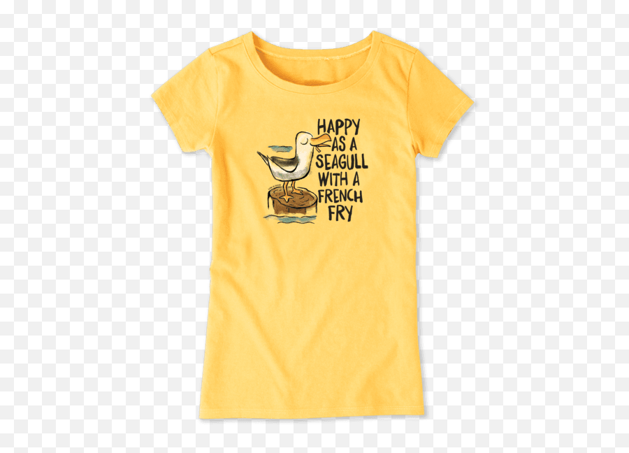 Kidsu0027 Girls Happy As A Seagull Crusher Tee Life Is Good - Short Sleeve Emoji,Puts On Sunglasses Emoji