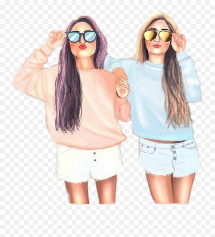 Girls Girl Bff Sticker - Jean Shorts Emoji,Girls Emoji Top