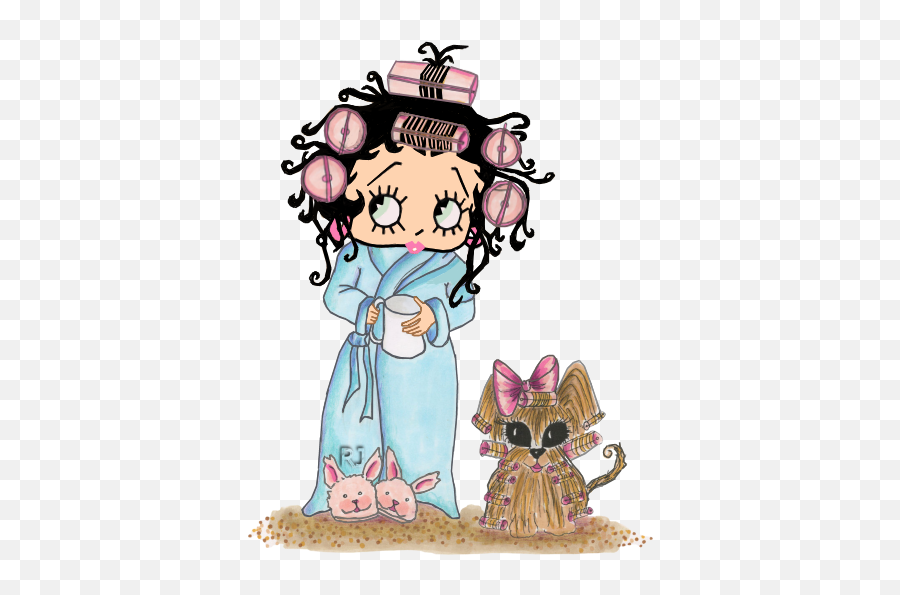 Betty Boop Pictures - Cute Good Night Betty Boop Emoji,Curler And Rolling Pin Emoji