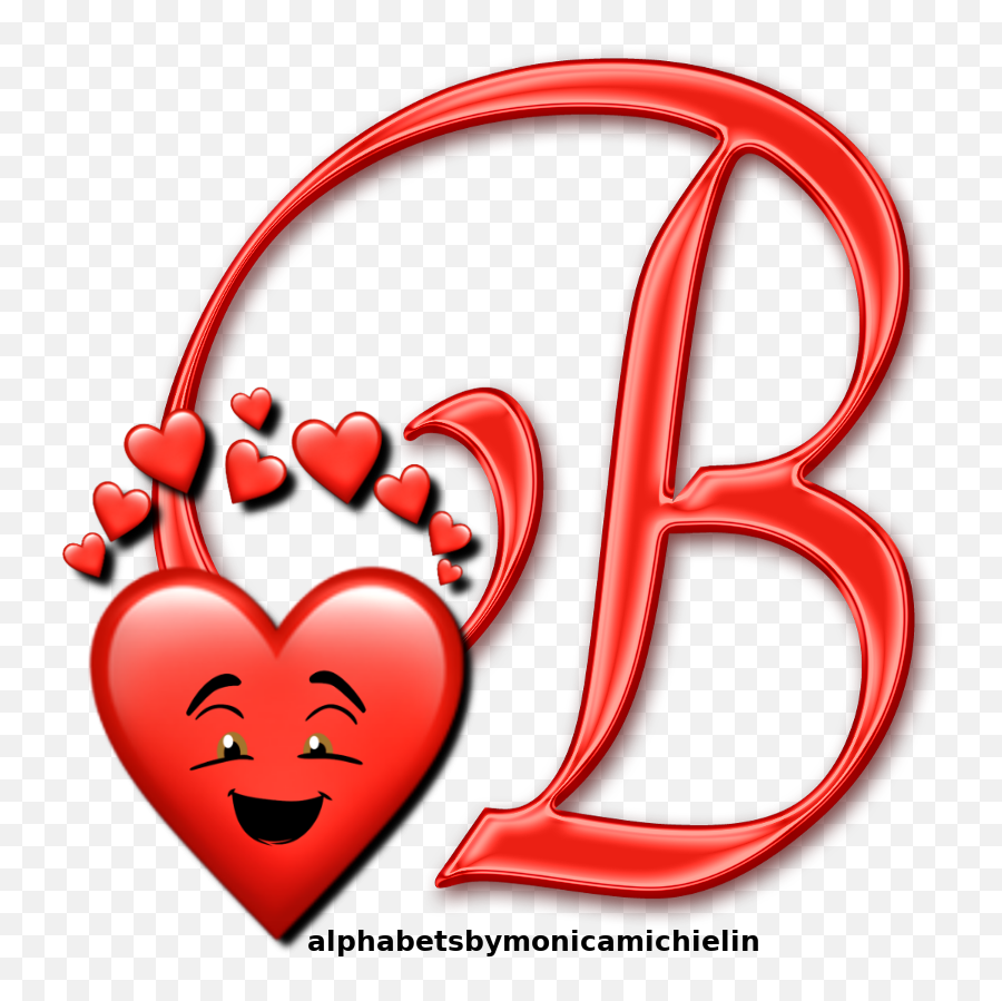 Monica Michielin Alphabets Red Hearts Love Smile Emoji - Silver Letter B Transparent,Emoticon For Valentine Love