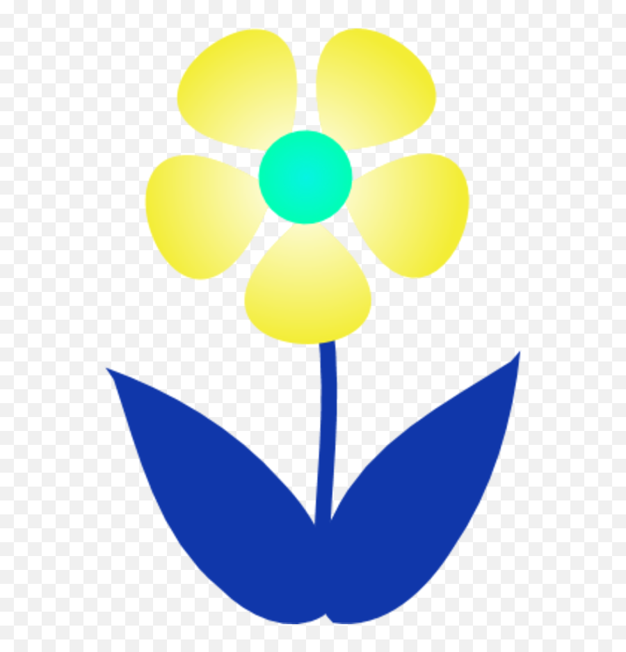Flower Simple And Colorful With Two Leaves - Vector Clip Art Emoji,Facebook Emoji For Flowers