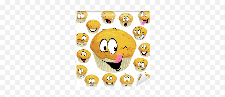 Muffin Cartoon With Many Expression Isolated On White Wall Emoji,Bbcode Muffin Emoticons
