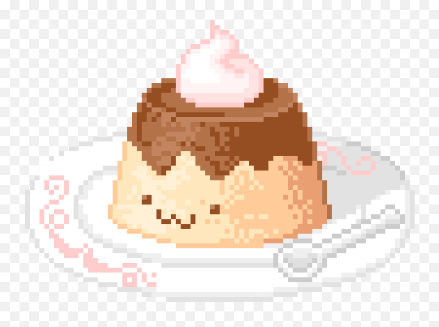Custard Face Cute Sticker - Pixel Cute Transparent Gif Emoji,Cake Flan Ice Cream Emoji