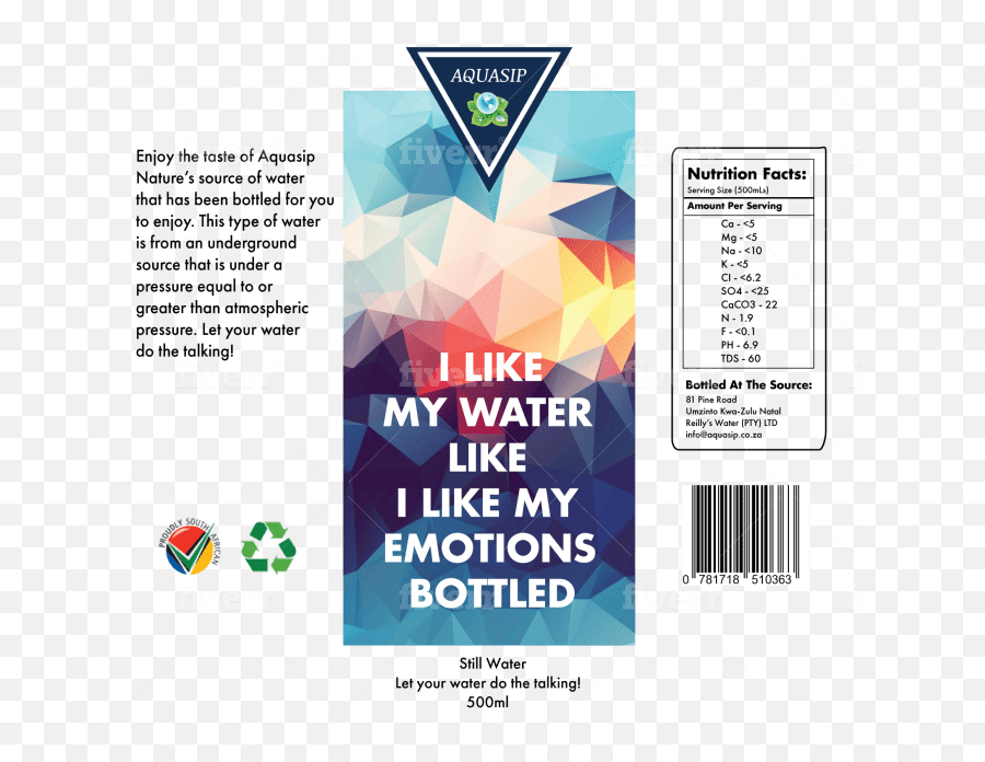 Design Business Water Bottle Label By Tayebahiqbal - Vertical Emoji,Water Emotions