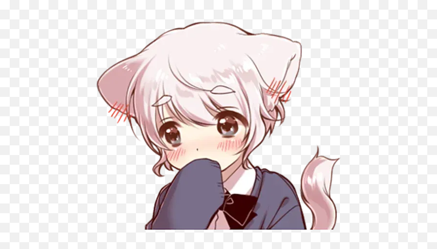 Cute Cat Ear Boy Whatsapp Stickers - Cute Cat Ear Boy Emoji,Anime Cat Emoticon