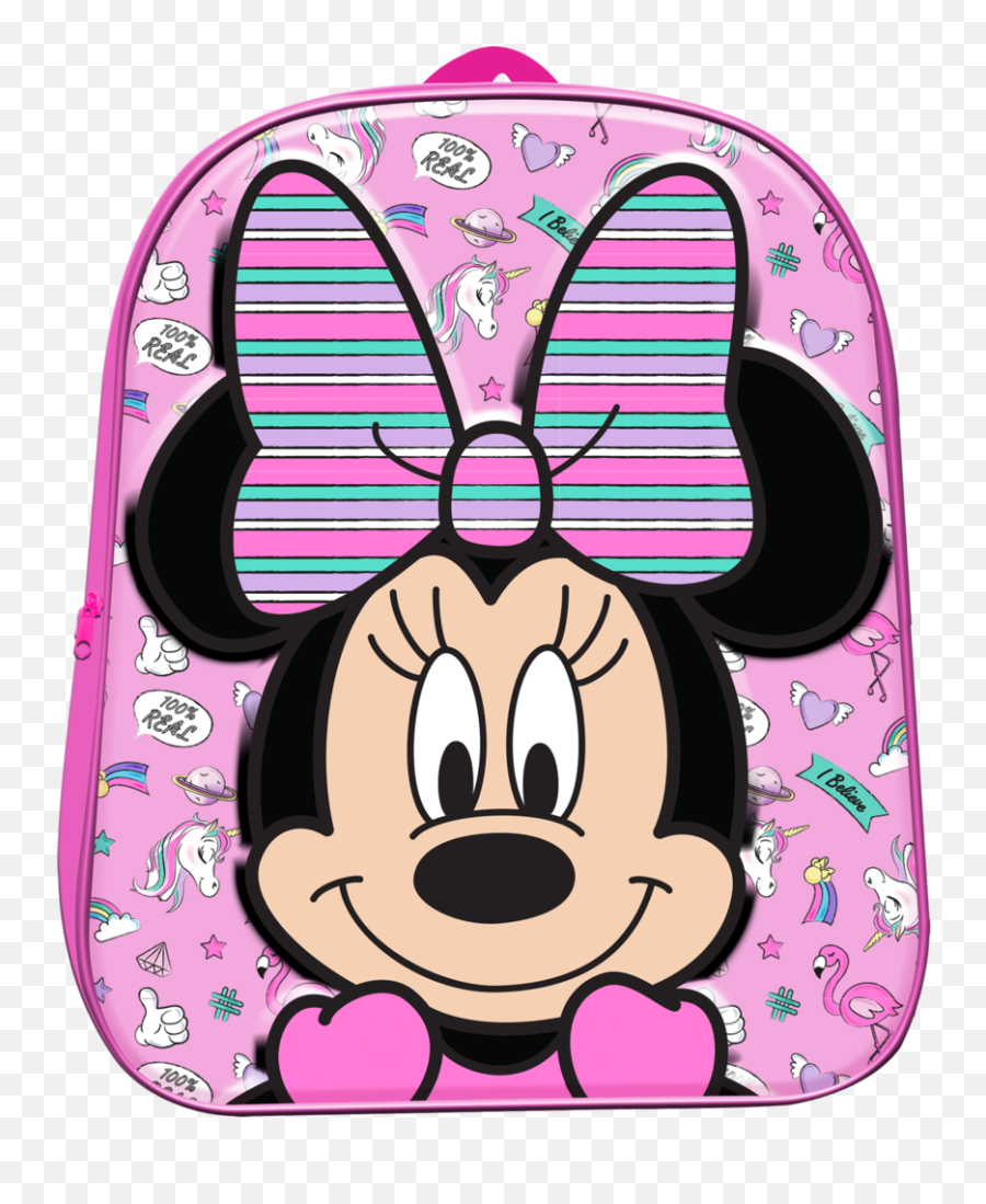 Backpack 3d Minnie 28cm - Minnie Mouse Face Clip Art Emoji,Emoji Backpack With Lunchbox