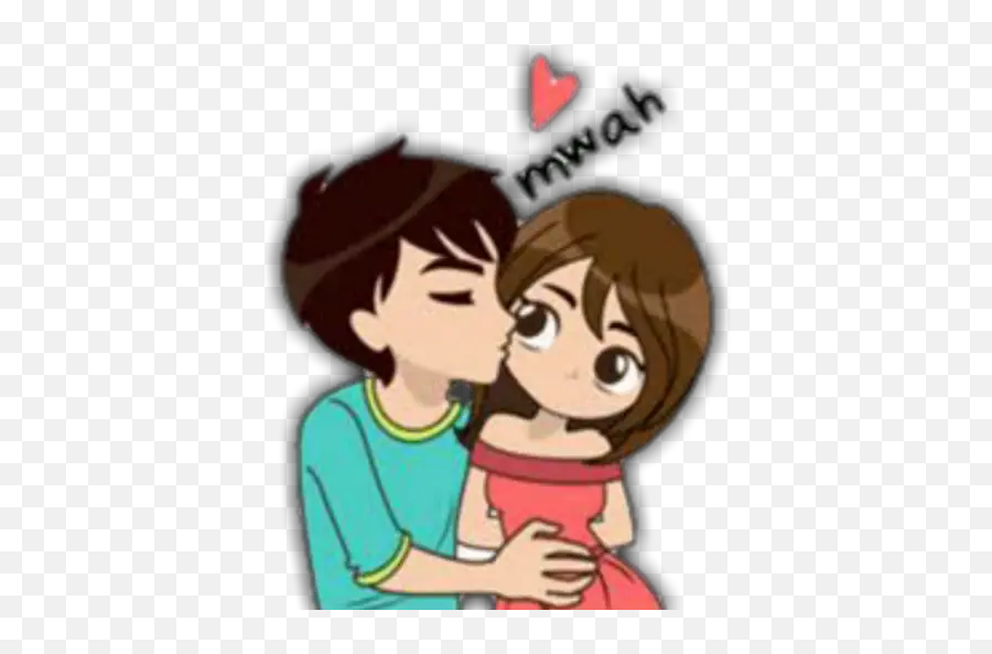 Our Love Stickers For Whatsapp - Boy Kissing Girl On Cheek Cartoon Emoji,Medusa Emoji