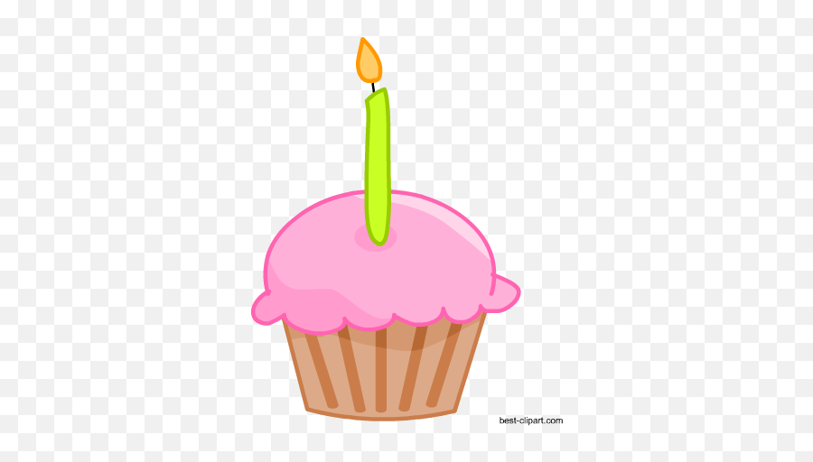 Free Cake And Cupcake Clip Art - Cupcake With Candle Printable Emoji,Emoji Birthday Candles