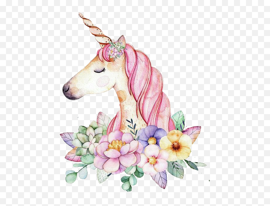 Unicorn Png Files Clipart - Watercolor Unicorn Emoji,Cute Flower Emoticon Tumblr