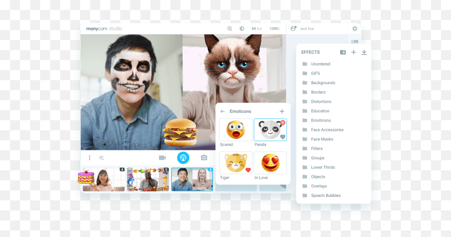 Manycam Live Video Software U0026 Virtual Webcam - Camera App With Background Effects Emoji,Borders Emoticons