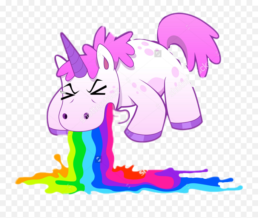 Unicorn Sickunicorn Throwup Sticker - Vomit Unicorn Emoji,Throw Up Rainbow Emoji