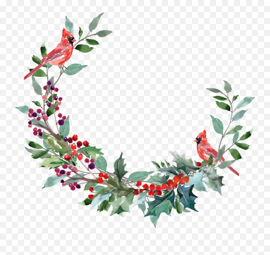 Watercolor Christmas Wreath Png Picture - Christmas Wreath Leaves Png Emoji,Images Of Emojis Wreath