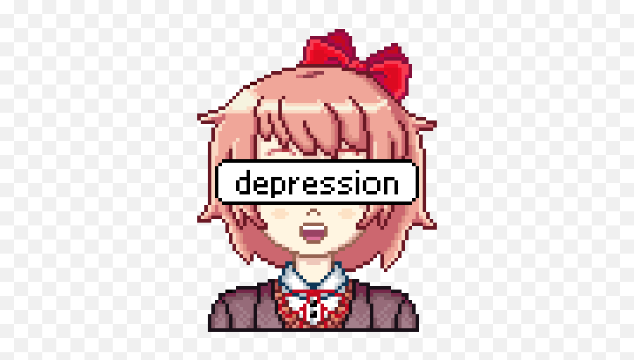 Doki Doki Literature Club Emojis - Doki Doki Literature Club Pixel Art,1 Line Emojis