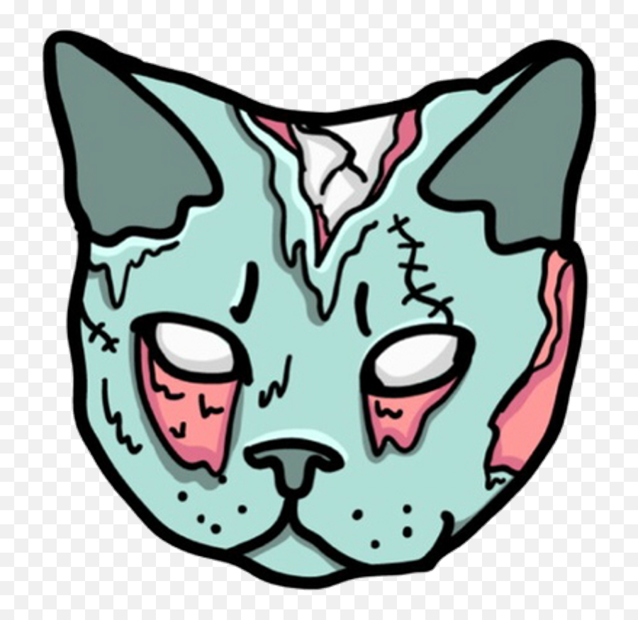 Sticker - Zombi Cat Face Icon Emoji,Crying Cat Art Render Tumblr Is That Your Emotion Or Your Art