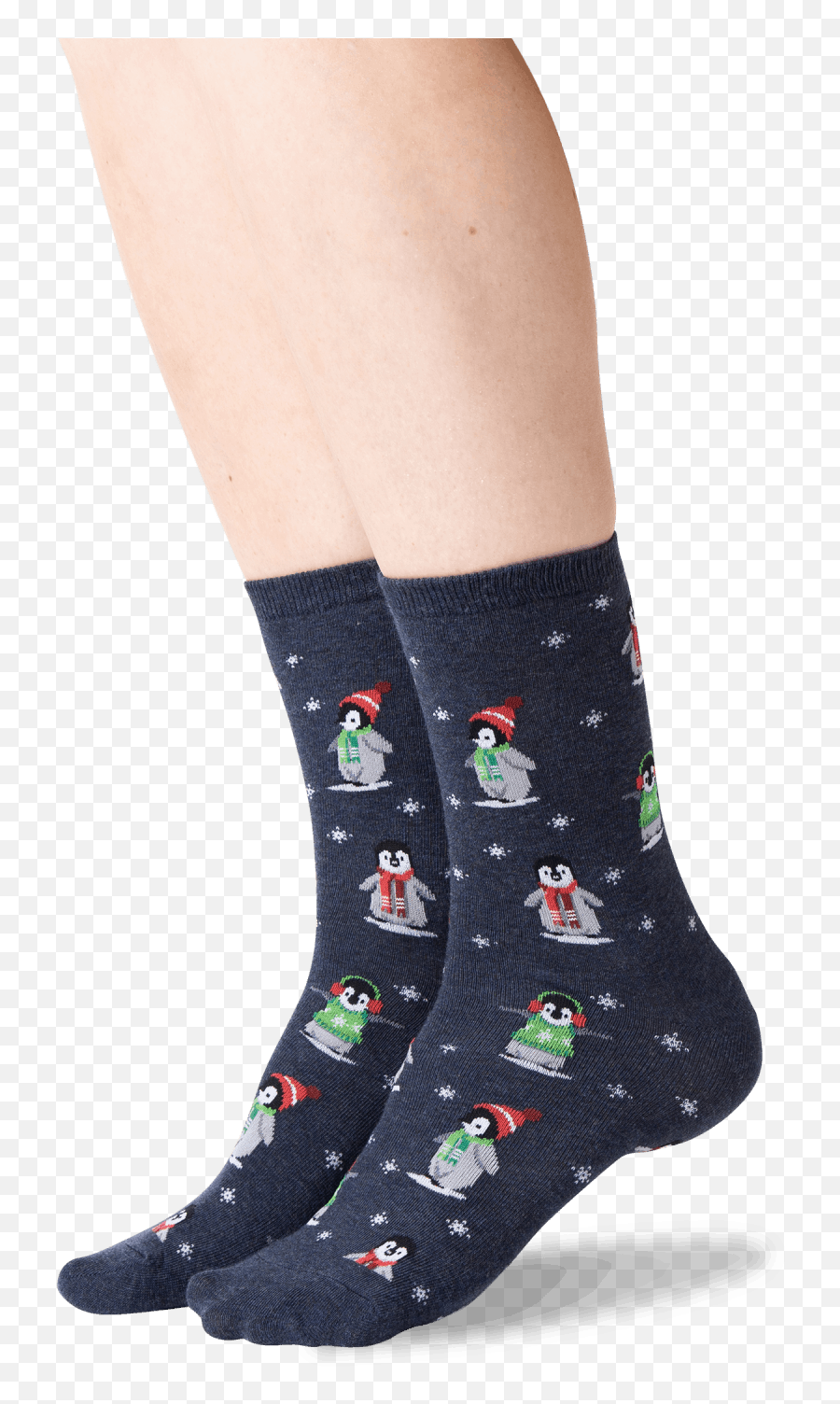 Womens Penguin Crew Socks - Unisex Emoji,A Snowflake And A Pair Of Feet Emojis