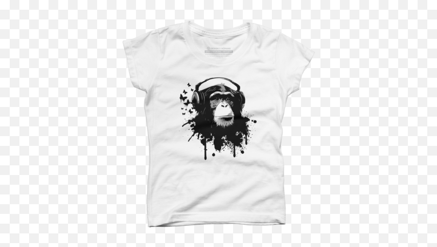 White Monkey Girlu0027s T - Shirts Design By Humans Emoji,Angry Monkeys Emojis