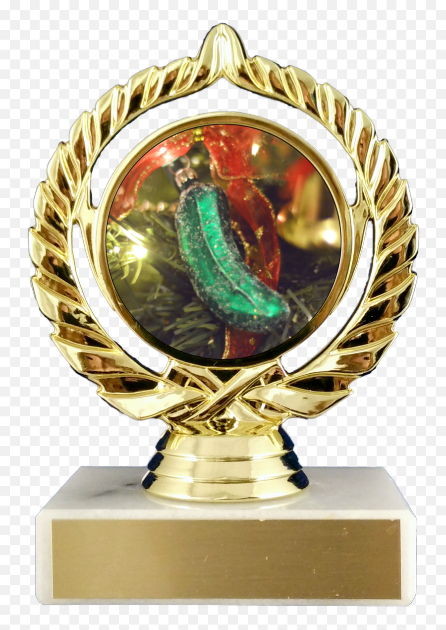 Christmas Pickle Logo Trophy On Flat White Marble Emoji,Pickle Emoji