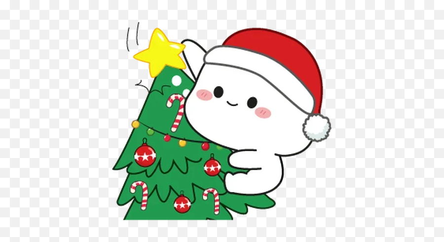 Telegram Sticker From Winter Pack Emoji,Tree And Santa Emoji