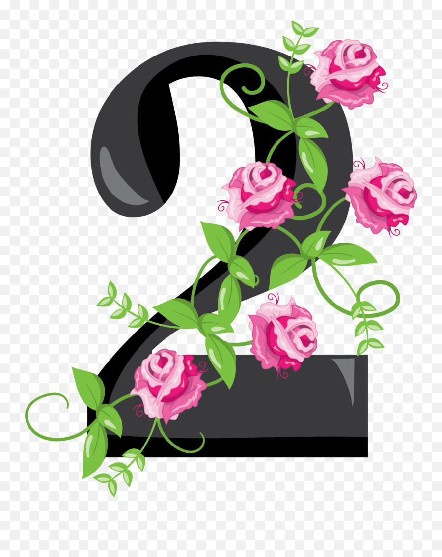 Number 2 Two Dos Numero Sticker - Floral Emoji,Two Roses Emoji