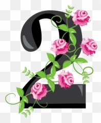 Number 2 Two Dos Numero Sticker - Floral Emoji,Two Roses Emoji
