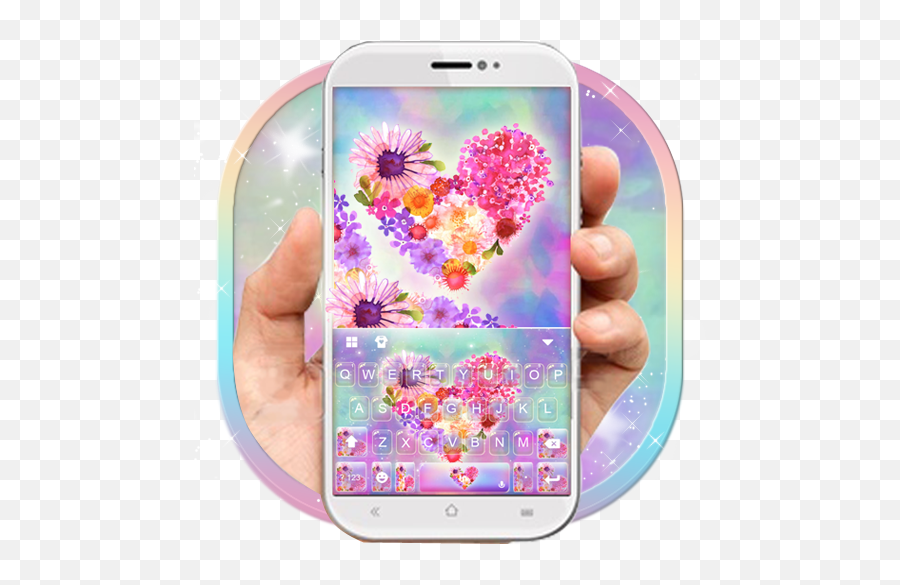 Lovely Flower Heart Keyboard Theme U2013 Apps I Google Play - Smartphone Emoji,How To Get Emoticons On Htc One