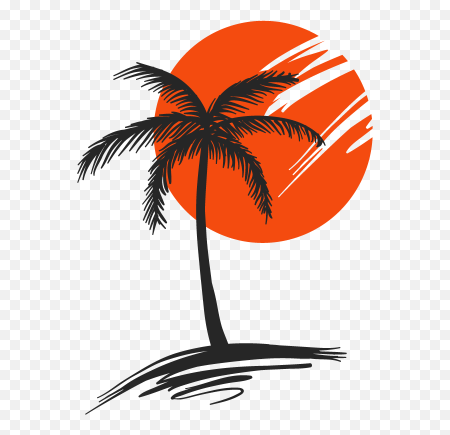 Palm Tree Sun Wall Sticker - Palm Tree Sunset Transparent Emoji,What Do Three Palm Tree Emojis