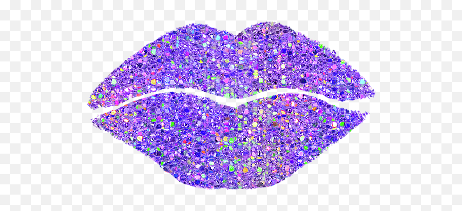Stardust Kiss Purple Hologram Lipstick On Pouty Lips Fashion Art T - Shirt Emoji,Poouty Emoticon