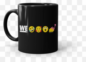We Tv Emoji Black Mug,>=v Emoticon