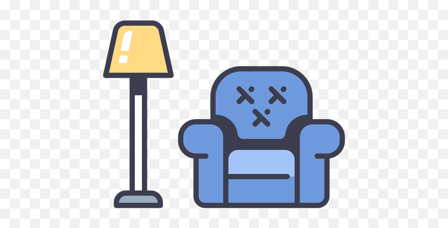 Iving Room Line Color Interior Design Icons Png Emoji,Couch With Lamp Emoji