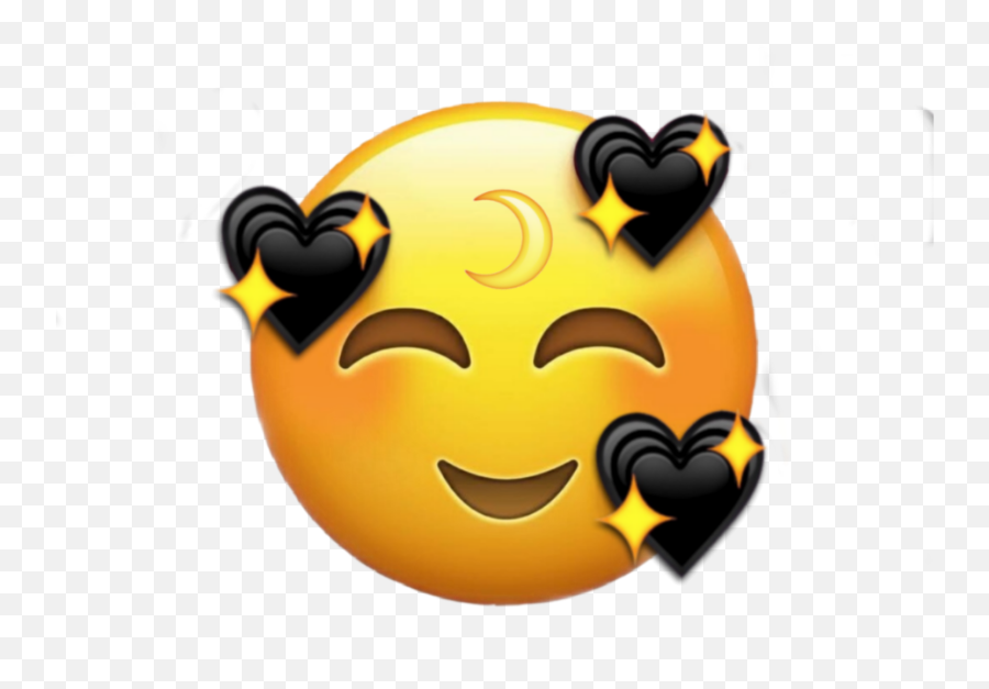 Tumblr Emoji Heart Black Moon Beautiful - Heart Emoji Emoji Con Corazones Negros,Moon Emoji