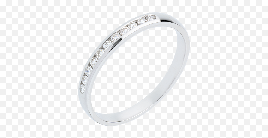 Wedding Ring White Gold Paved - Channel Setting 11 Diamonds Wedding Rings White Gold 18 Carats Diamond White C558 Wedding Ring Emoji,Emotion Ring White