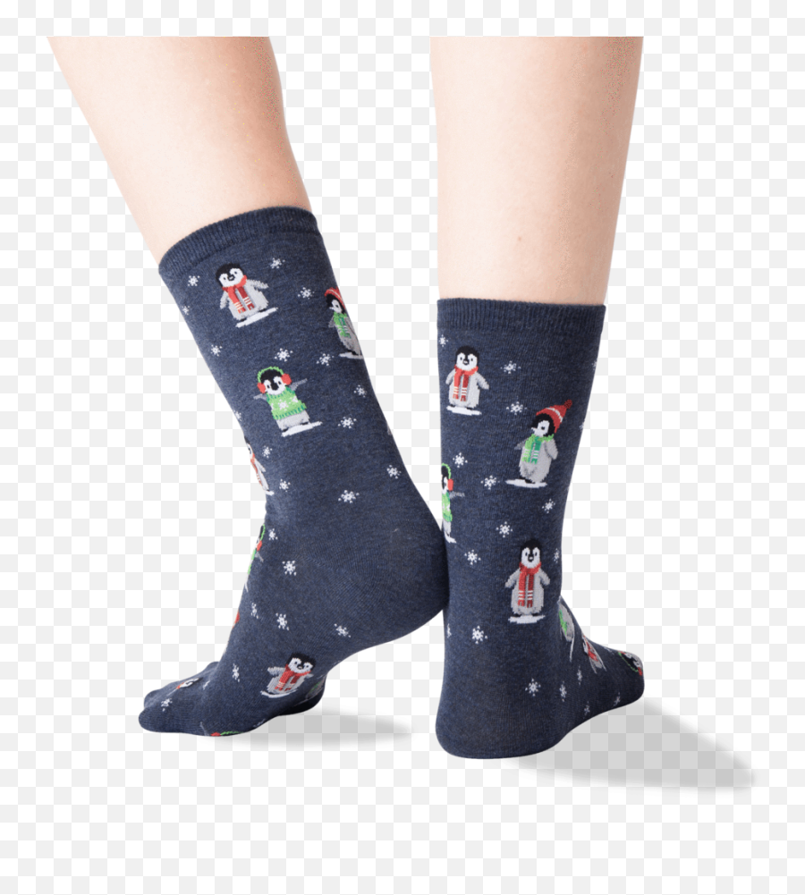 Womens Penguin Crew Socks - Dot Emoji,A Snowflake And A Pair Of Feet Emojis