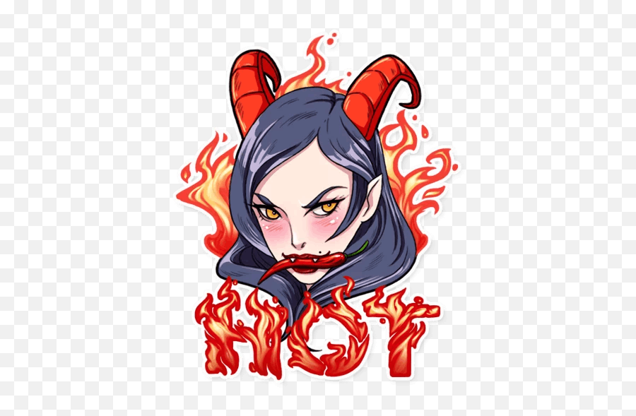 3 - Stickers Miss Devil For Whatsapp Emoji,Japanese Demon Emoji