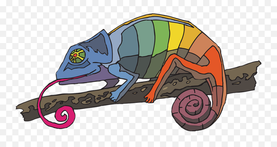 Free Chameleon Lizard Vectors - Chameleon Tongue Curl Emoji,Colors Emotions Chameleon Character