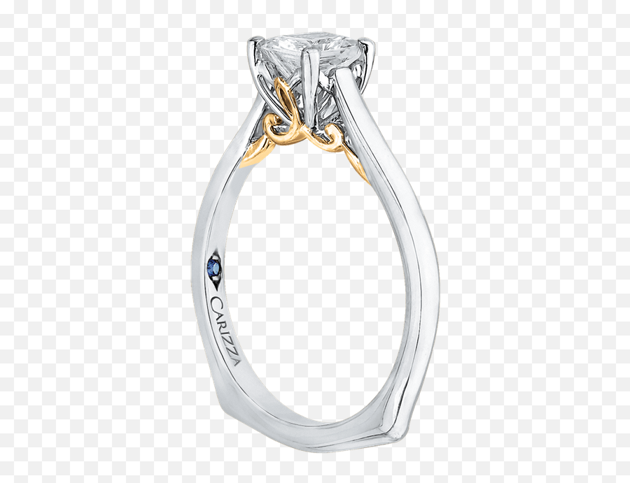 Carizza 14k Two - Tone Gold Princess Cut Diamond Solitaire Wedding Ring Emoji,Emotion Ring White