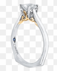 Carizza 14k Two - Tone Gold Princess Cut Diamond Solitaire Wedding Ring Emoji,Emotion Ring White