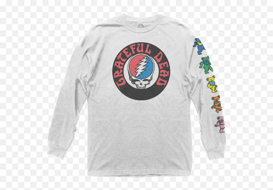 T - Grateful Dead White Longsleeve Emoji,Biys Graphic Emoji Long Sleeves