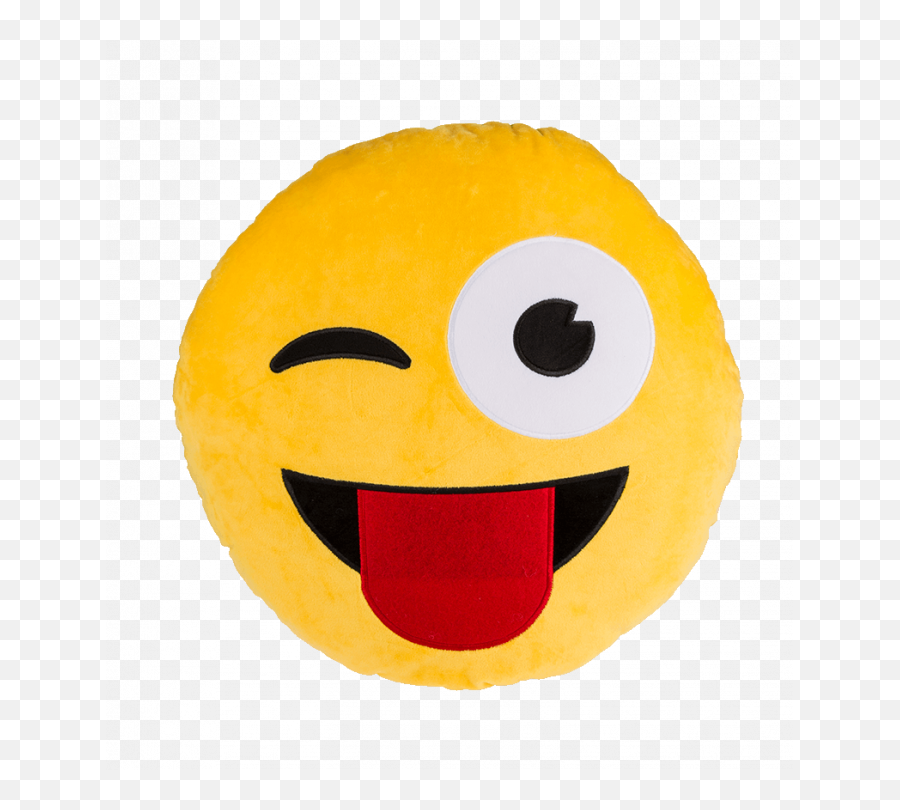 Yellow Plush Pillow Emoji And Tongue Out - Transparent Emoji Pillow Png,Plush Emojis