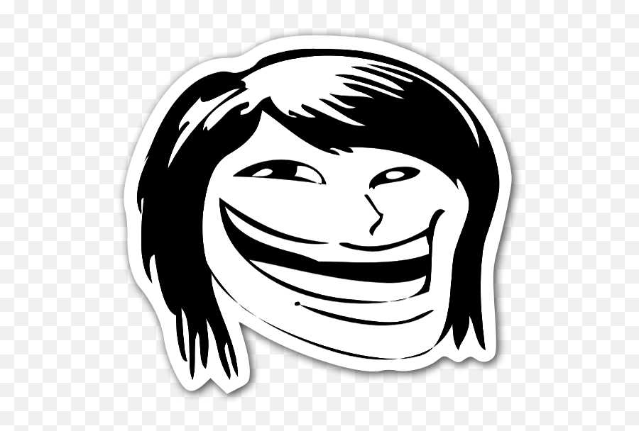 Die Cut Memes Happy Hair Face Troll U2013 Stickerapp Shop - Happy Emoji,Black And White Funny Face Emojis