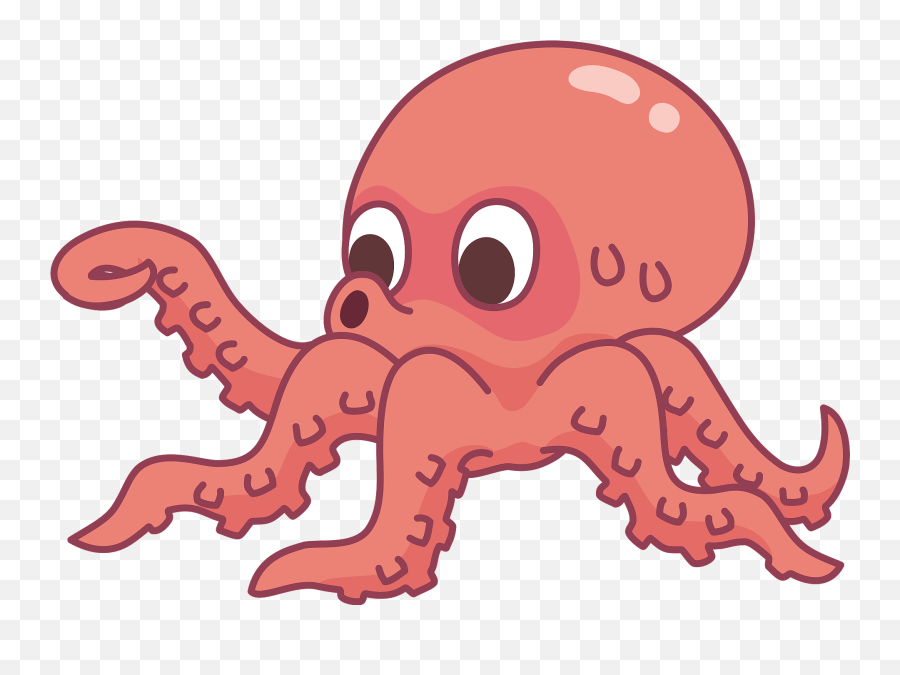 Red Octopus With Big Eyes Clipart - Cartoon Transparent Octopus Png Emoji,Giant Eyes Emoji