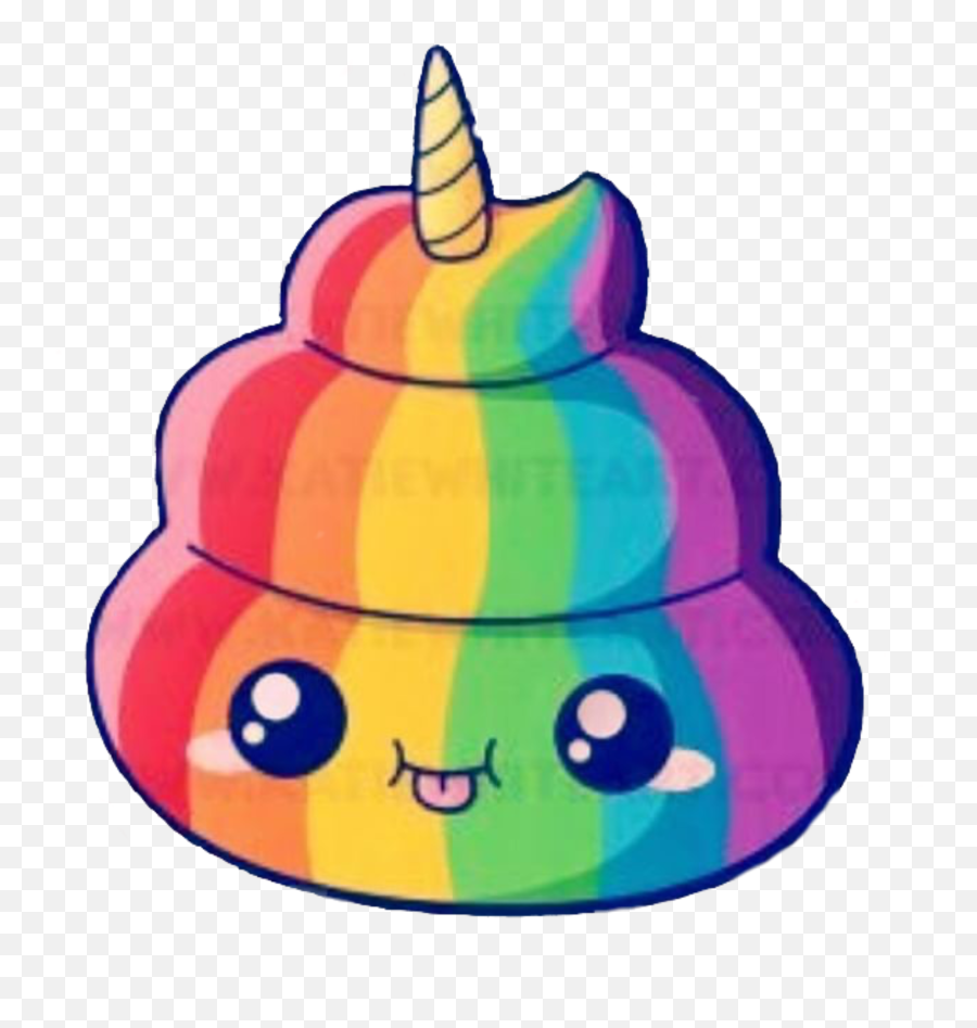 Kawai Japon Sticker - Rainbow Poop Emoji,Emoji Caca