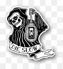 Grim Reaper Die Slow Sticker - Traditional Reaper Art Emoji,Kiss Band Emoji Iphone