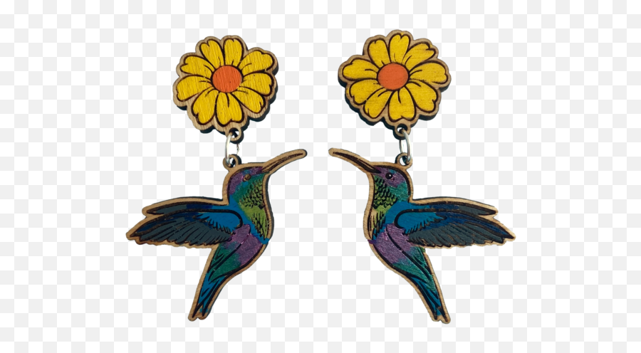 Earrings - Bee Hummingbird Emoji,Laser Shark Emoticon