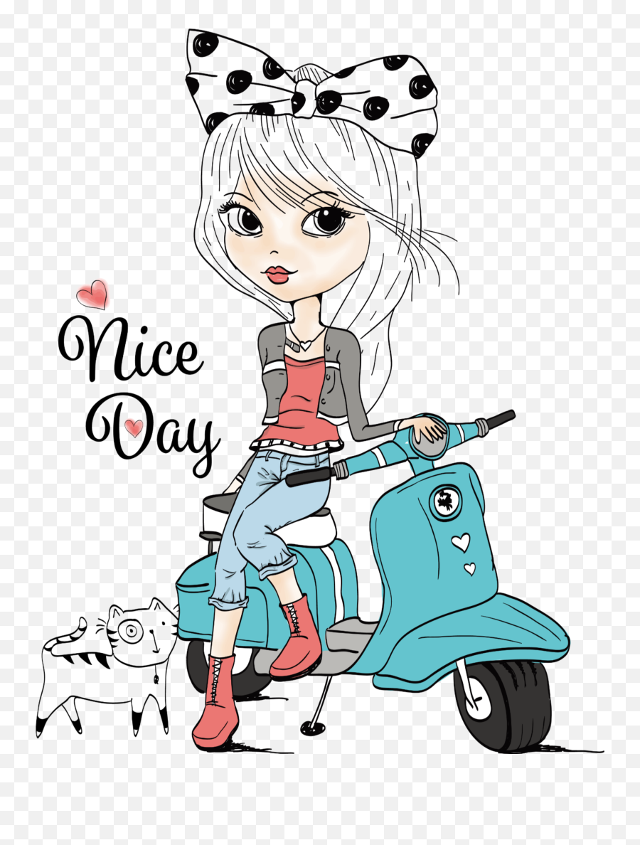 The Most Edited Sweety Picsart - Cute Girl With Scooter Drawing Emoji,Emoticon Vs Eiji