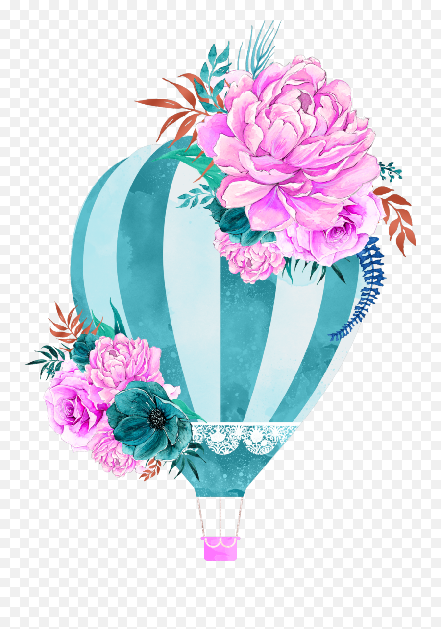 Popular And Trending - Teal And Pink Flowers Clipart Emoji,Hot Wind And Balloon Emoji
