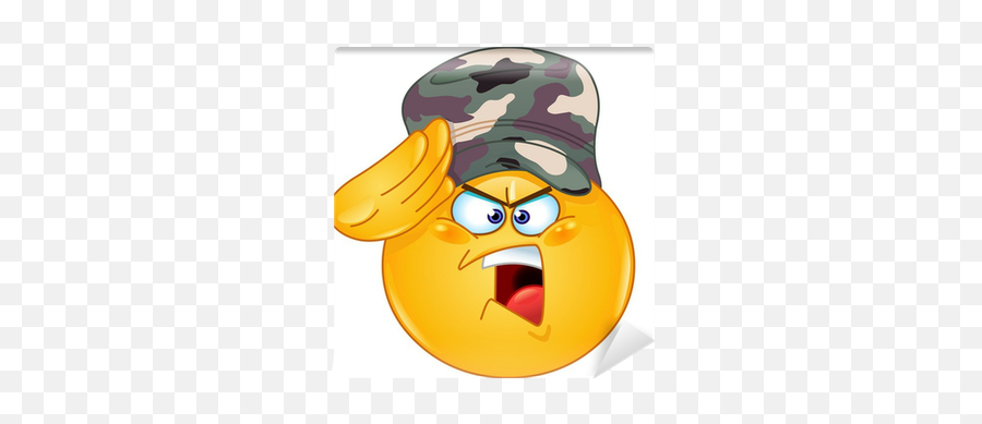 Soldier Saluting Emoticon Wall Mural - Emoticon Police Emoji,Crying Salute Emoticon