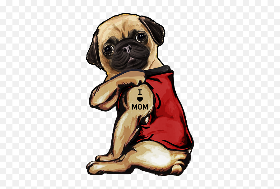 Pug I Love Mom Dog Lovers Gift Shirt Duvet Cover Emoji,Dog Emoji Android Style \
