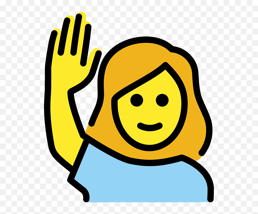 Woman Raising Hand Emoji - Free Clipart Woman Waving,:/ Emoji Meaning